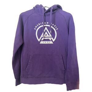 American Eagle Solid Purple Drawstring Pockets Pullover Men’s Hoodie Size Small